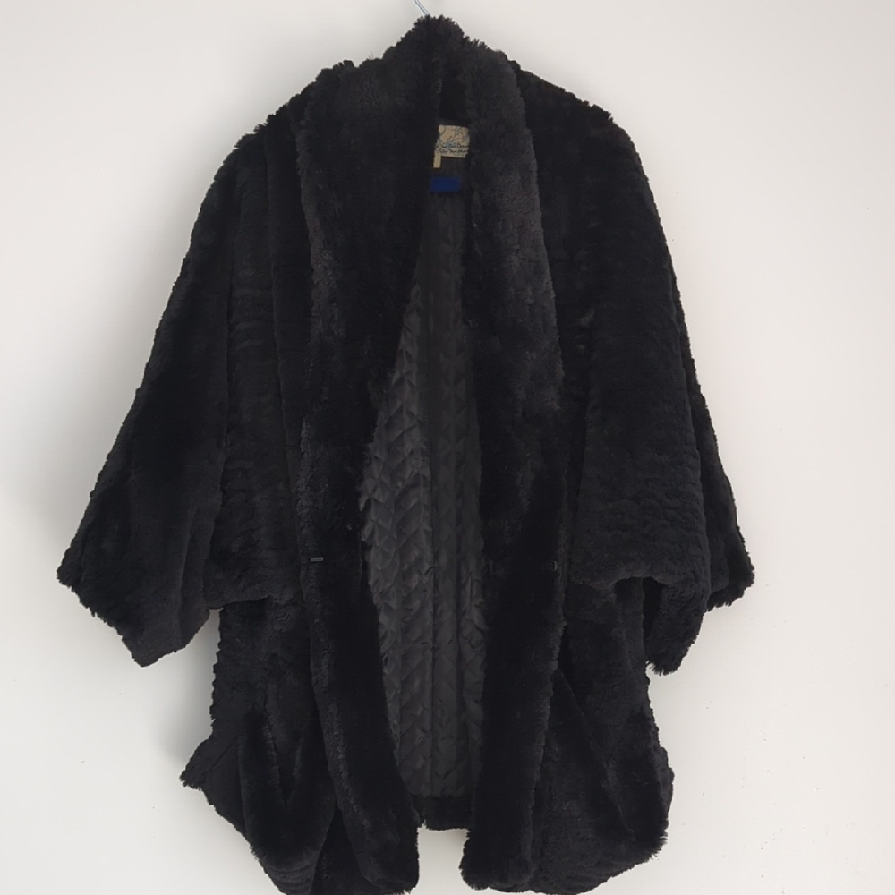 Jolt Faux Fur Cape Overcoat
